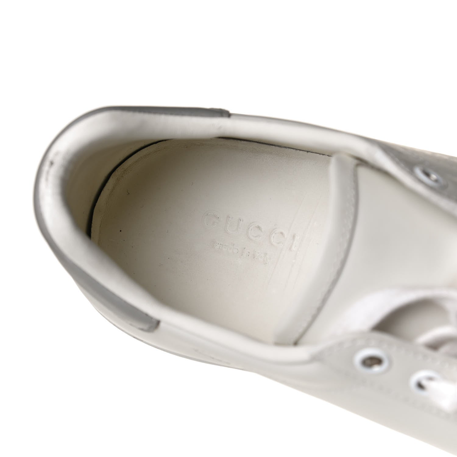 Gucci Calfskin Interlocking G Perforated Womens Ace Sneakers 39 White Grey Sky 9 of 13