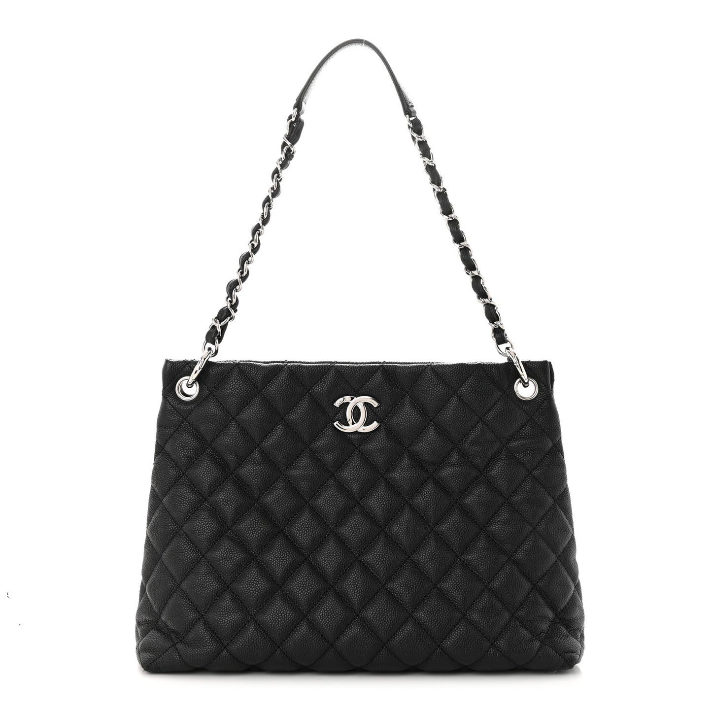 Caviar Quilted Easy Zip Tote Black
