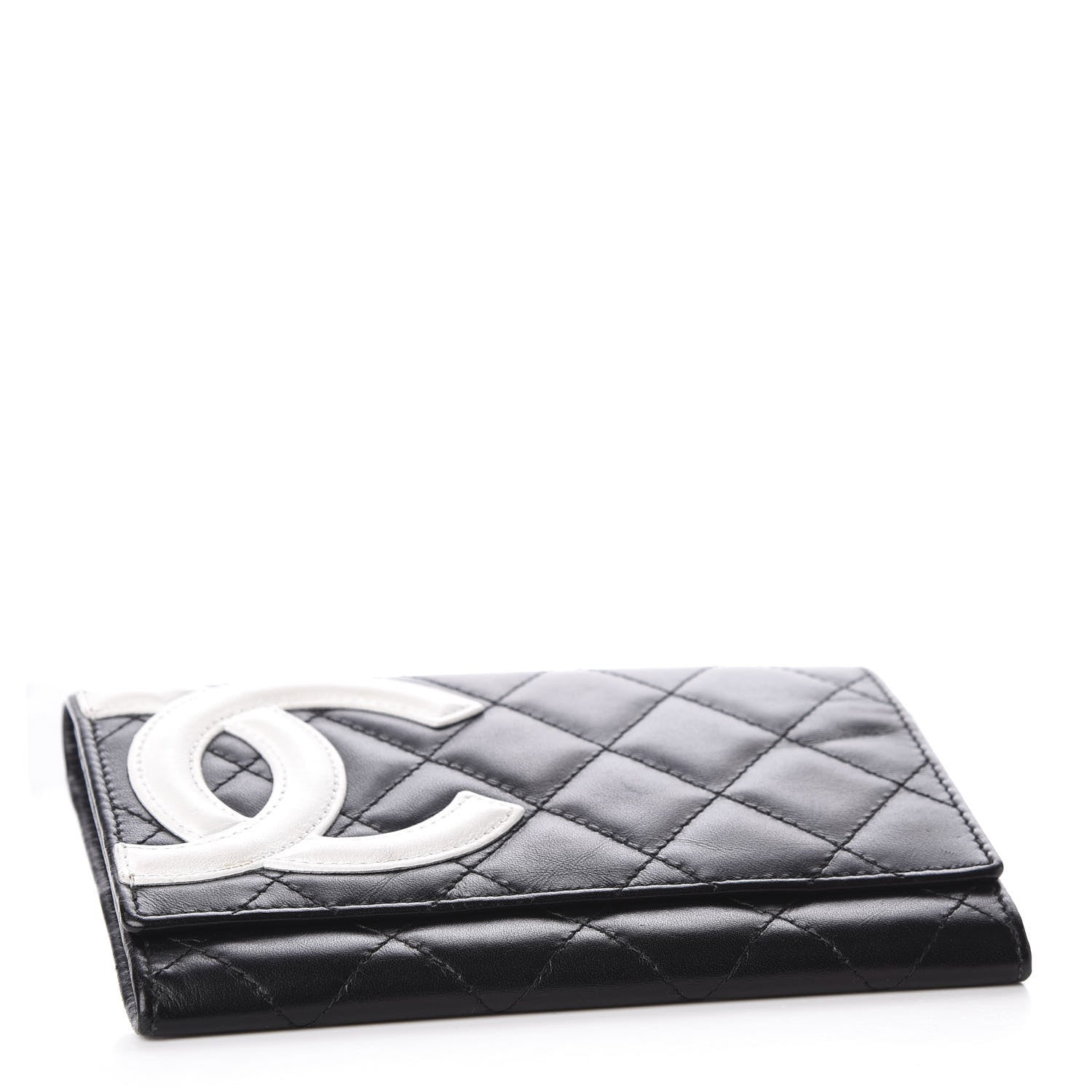 Chanel Calfskin Quilted Cambon Flap Wallet Black White 3 of 6
