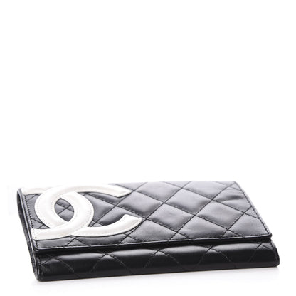 Chanel Calfskin Quilted Cambon Flap Wallet Black White 3 of 6