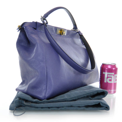 Fendi Goatskin Zucca Large Peekaboo Iconic Satchel Purple 3 of 8