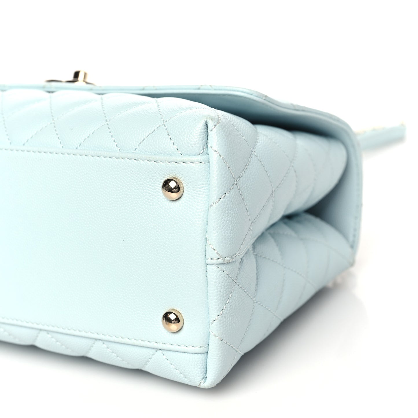Caviar Quilted Small Coco Handle Flap Light Blue