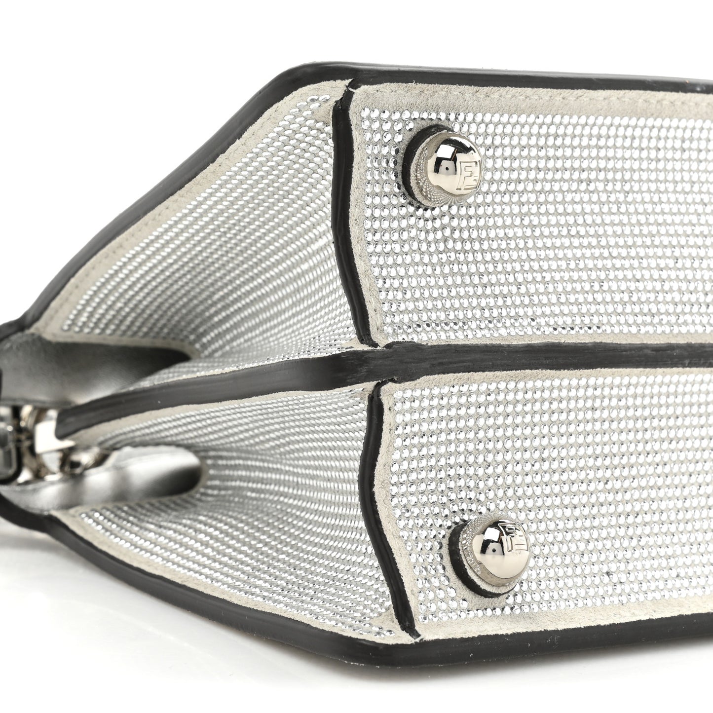 Crystal Vitello Laminato FF Petite Peekaboo I SEE U Satchel Crystal Argento
