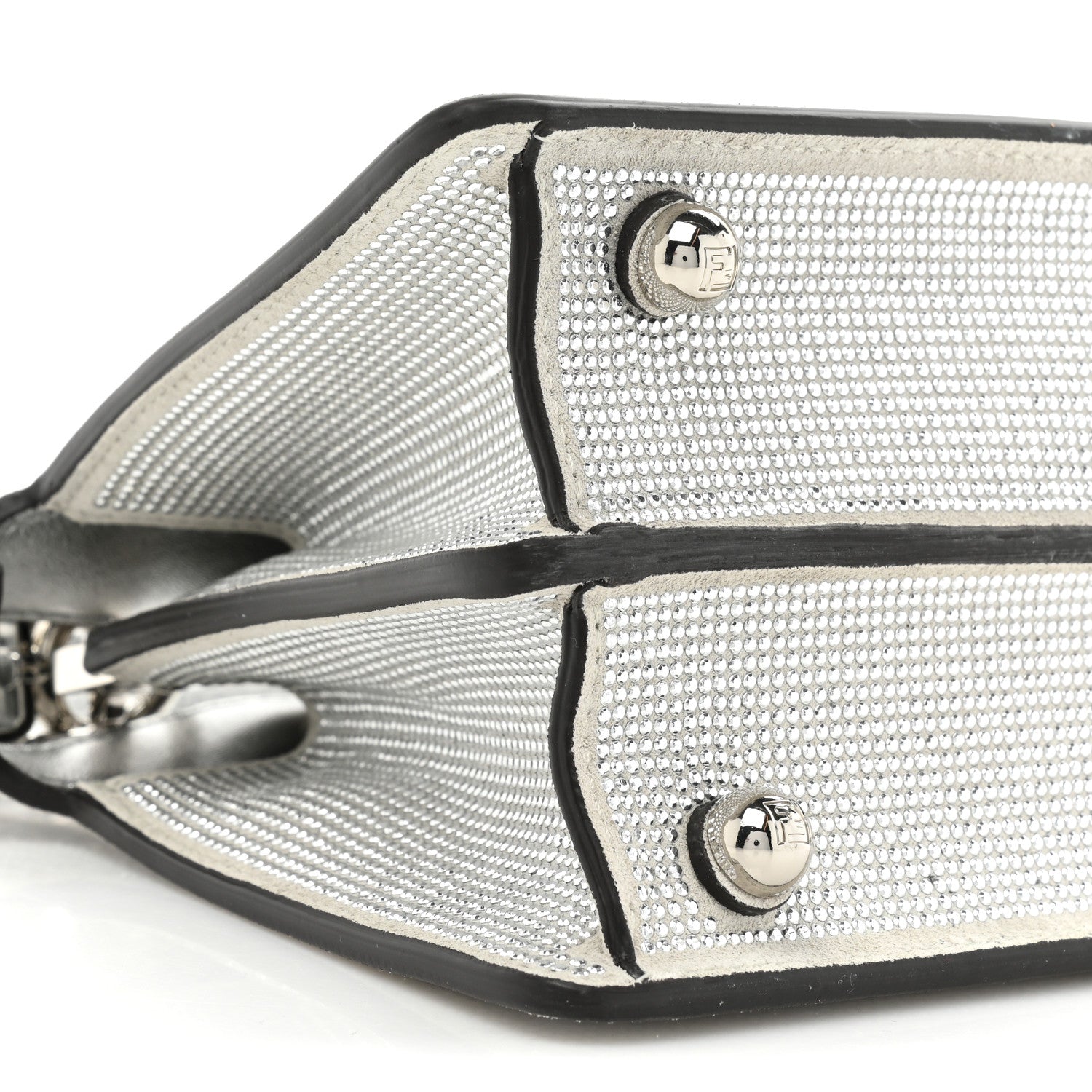 Fendi Crystal Vitello Laminato FF Petite Peekaboo I SEE U Satchel Crystal Argento 10 of 14