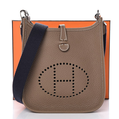 Hermes Taurillon Clemence Amazone Evelyne TPM Etoupe Bleu Indigo 11 of 11
