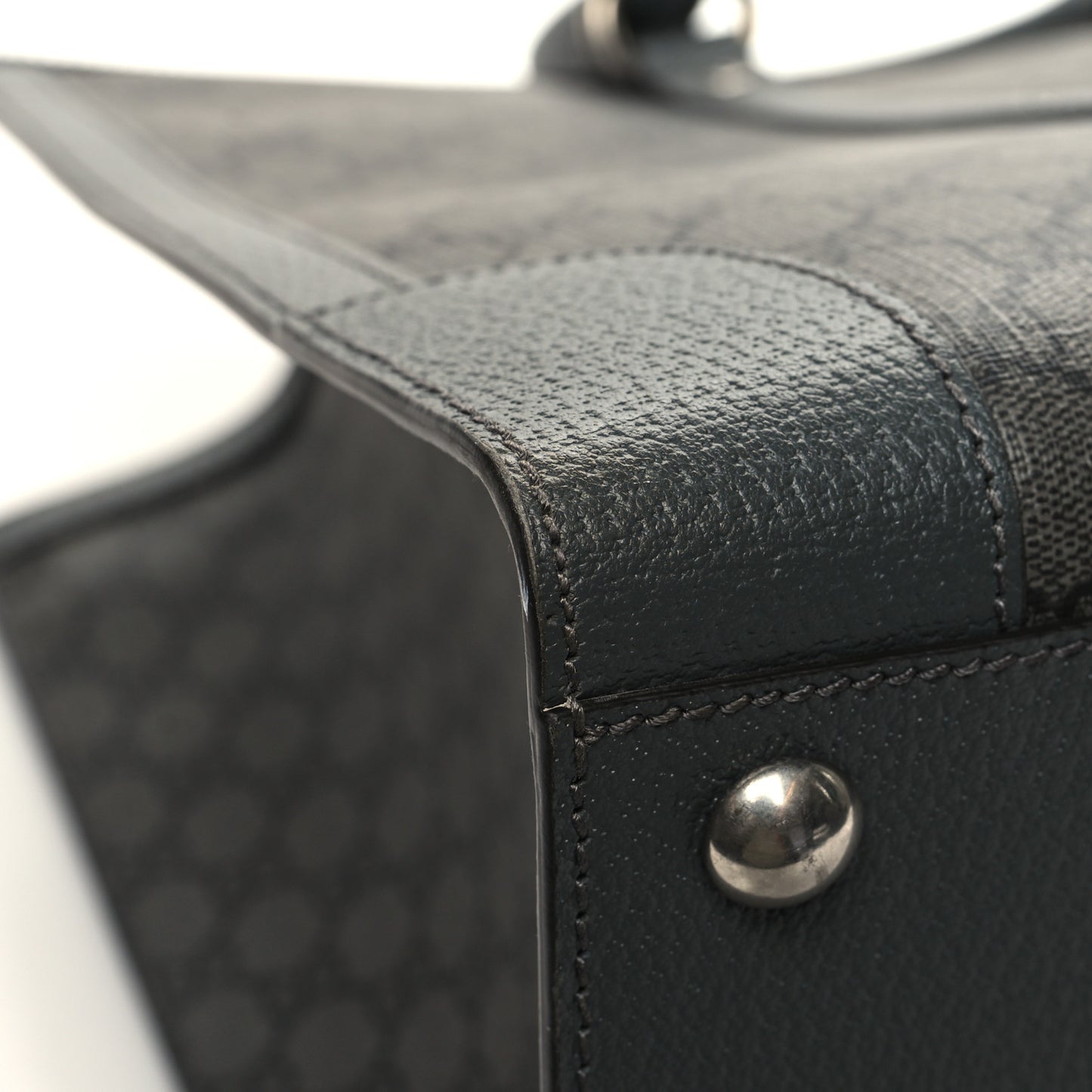 GG Supreme Monogram Textured Dollar Calfskin Large Ophidia Tote Bag Grey Black Graphite Grey