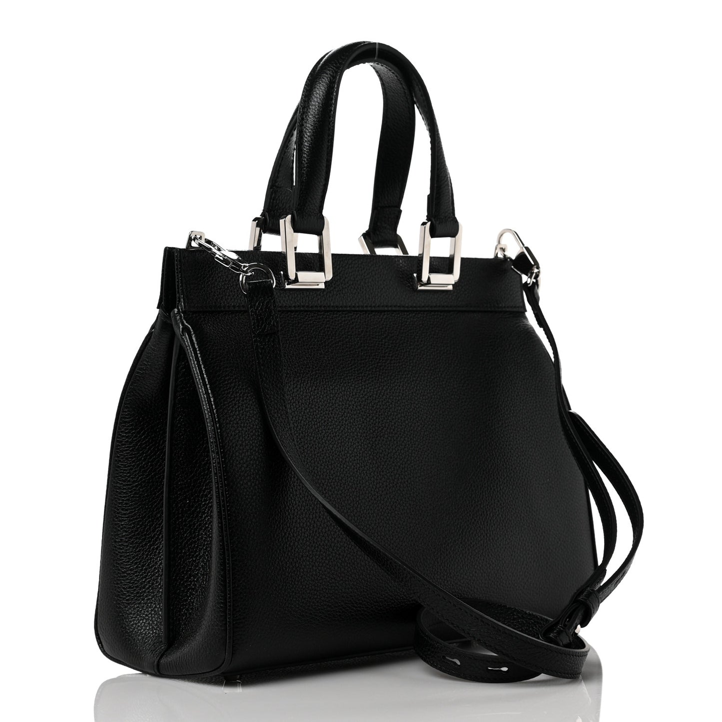 Grainy Calfskin Small Zumi Top Handle Bag Black
