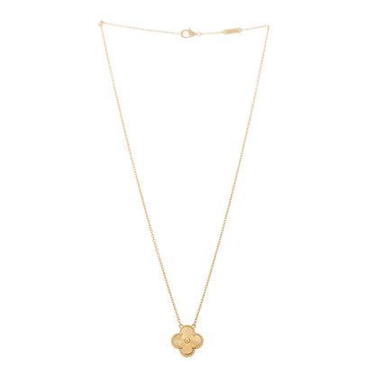Van Cleef & Arpels 18K Yellow Gold Guilloche Vintage Alhambra Pendant Necklace 3 of 5
