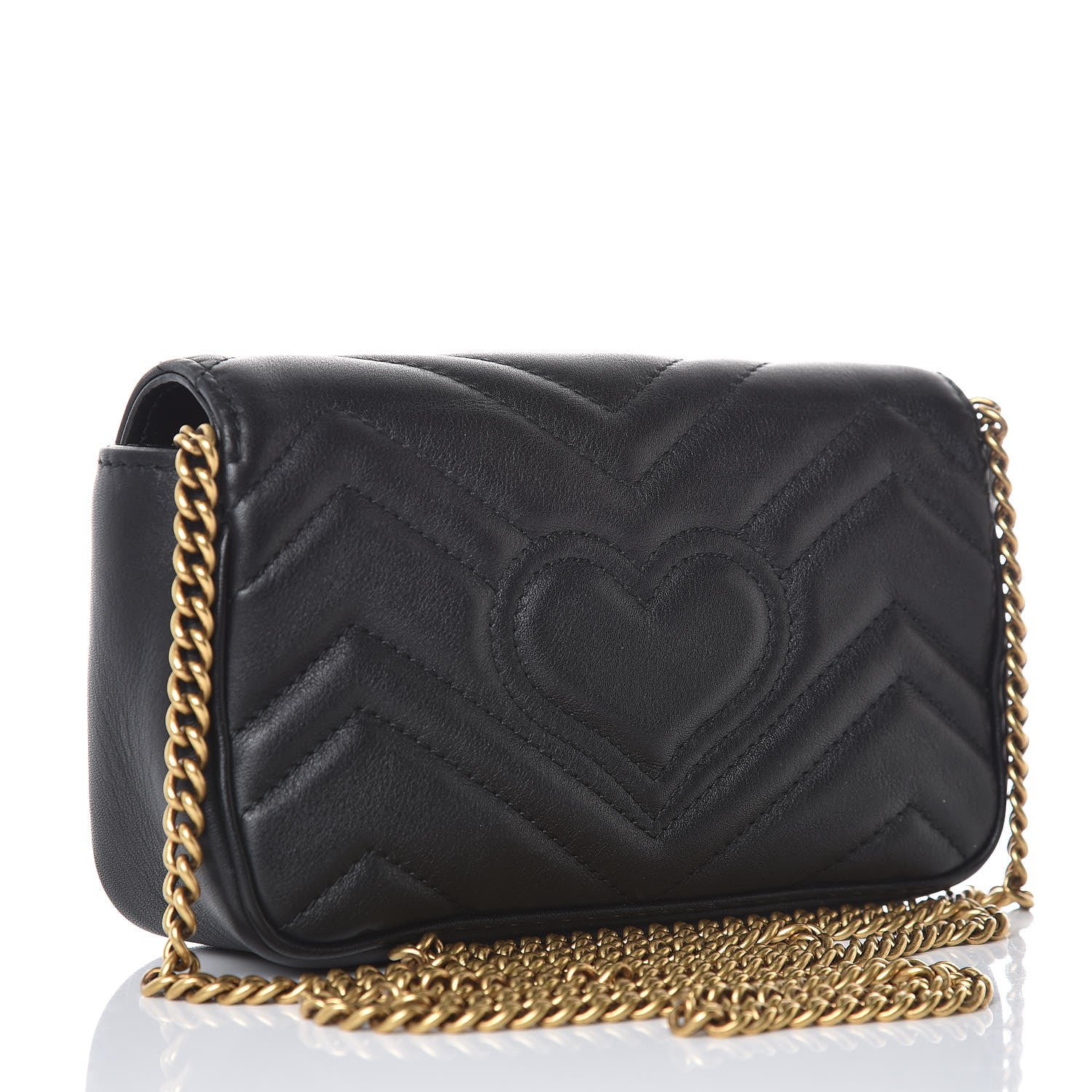 Gucci Calfskin Matelasse Super Mini GG Marmont Shoulder Bag Black 3 of 11