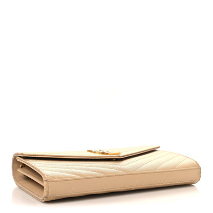 Saint Laurent Grain De Poudre Matelasse Chevron Monogram Chain Wallet Nude Powder 4 of 14