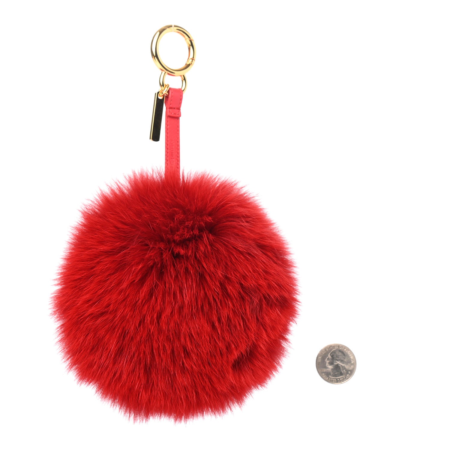 Fendi Fox Fur Shiny Nappa Heart Pom Pom Bag Charm Rosso Rosa 2 of 4