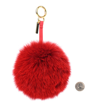 Fendi Fox Fur Shiny Nappa Heart Pom Pom Bag Charm Rosso Rosa 2 of 4