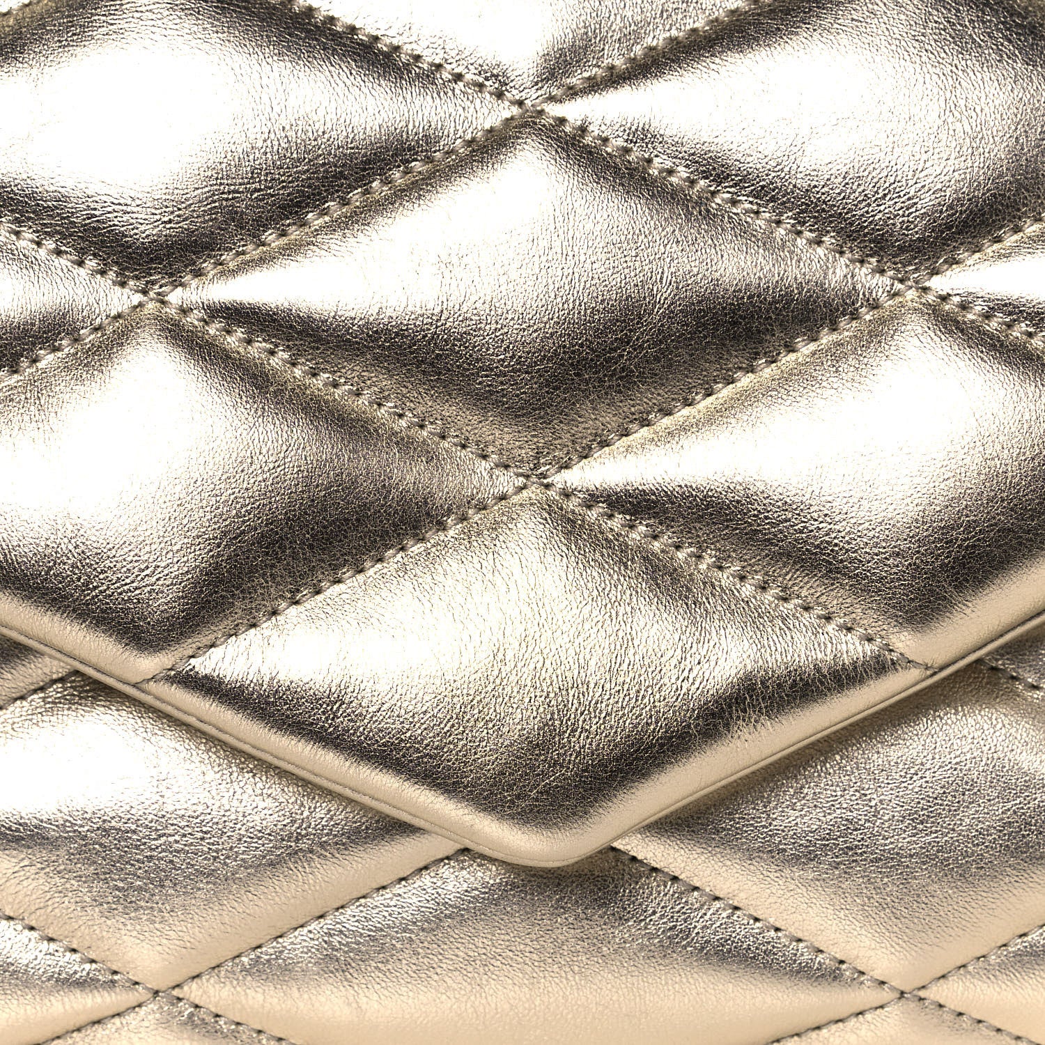 Saint Laurent Metallic Lambskin Quilted Sade Puffer Envelope Clutch Platino 8 of 13