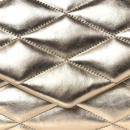 Saint Laurent Metallic Lambskin Quilted Sade Puffer Envelope Clutch Platino 8 of 13