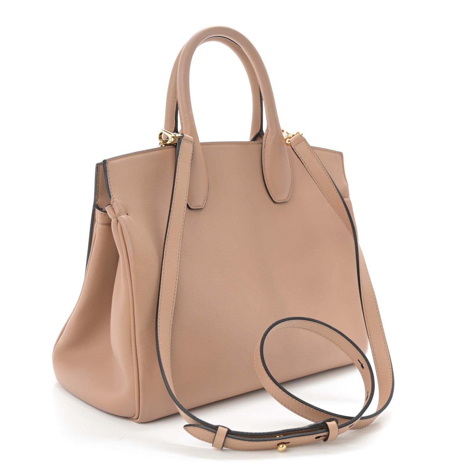Salvatore Ferragamo Calfskin Medium Studio Bag Almond 3 of 10