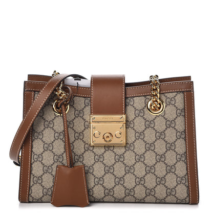 Gucci GG Supreme Monogram Calfskin Small Padlock Tote Beige Ebony Tuscany 1 of 9