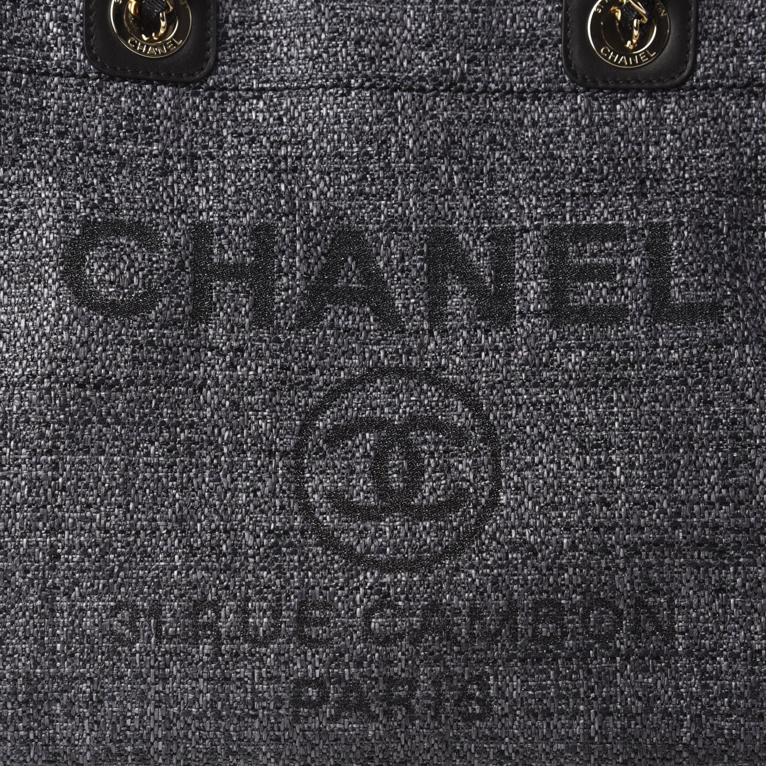 Chanel Woven Straw Raffia Small Deauville Tote Charcoal 10 of 11