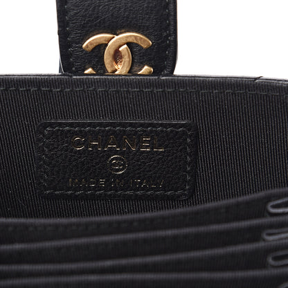 Chanel Calfskin Chevron Quilted Gusseted Card Holder Black 5 of 6