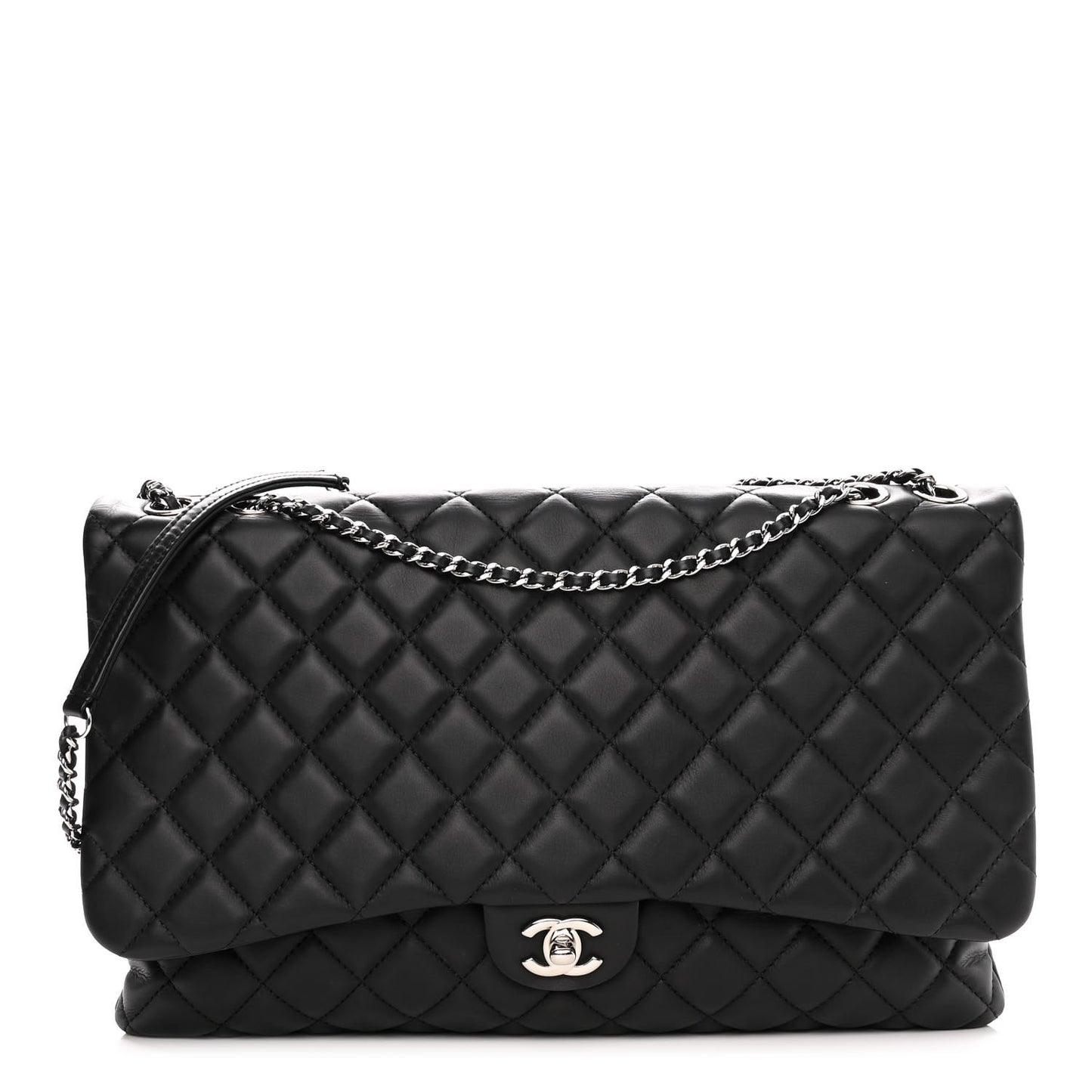 Calfskin Quilted Tender Touch Flap Bag Black