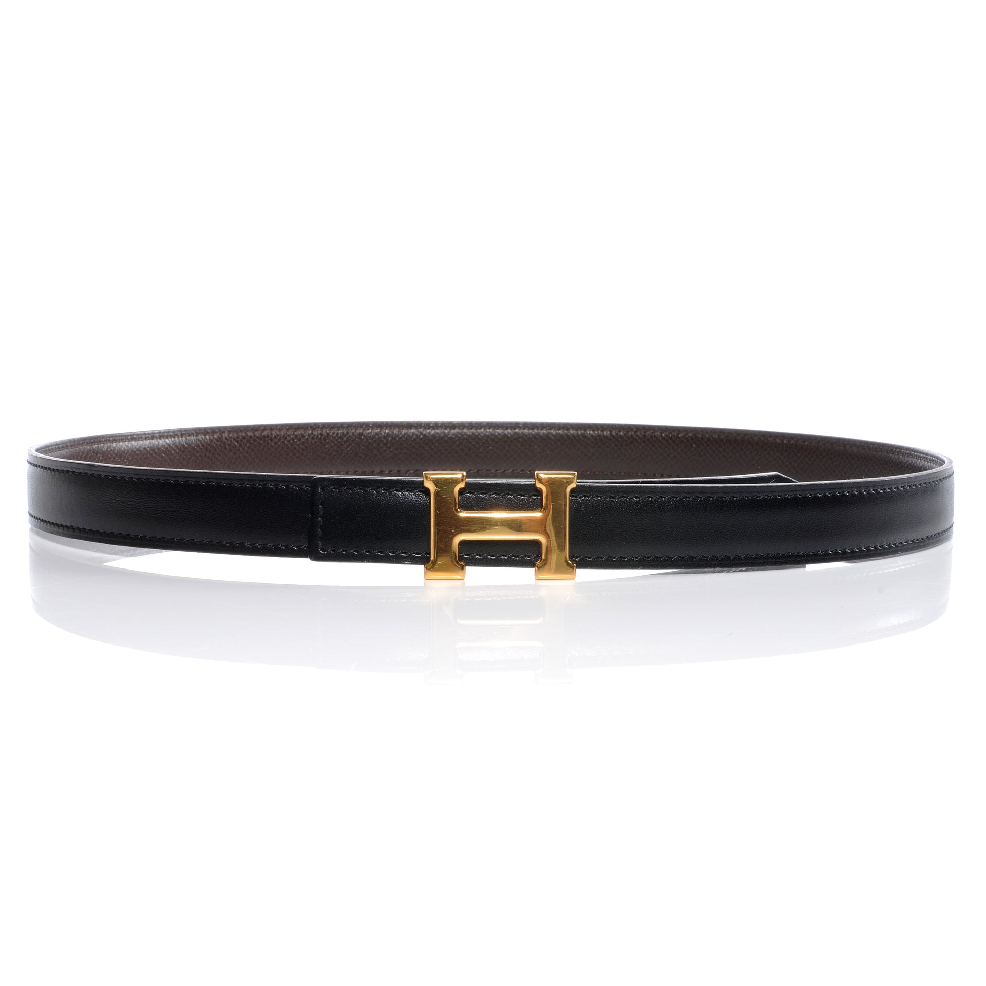 Hermes Box Courchevel Reversible Constance 18mm H Belt Noir Chocolate 70 1 of 7