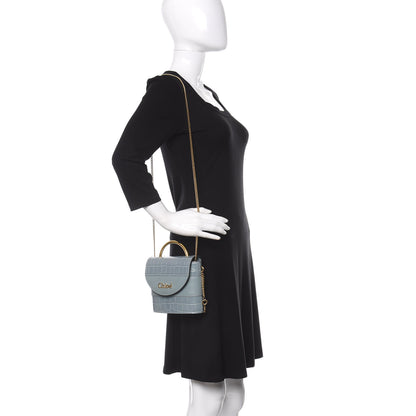 Chloe Calfskin Crocodile Embossed Small Aby Lock Faded Blue 2 of 9