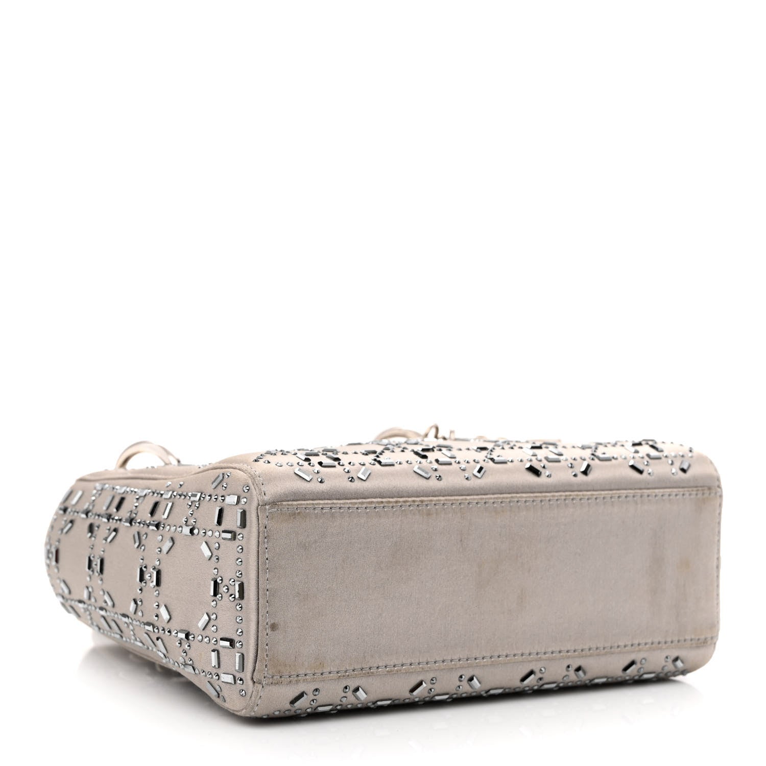Christian Dior Satin Crystal Cannage Mini Lady Dior Gray 4 of 11