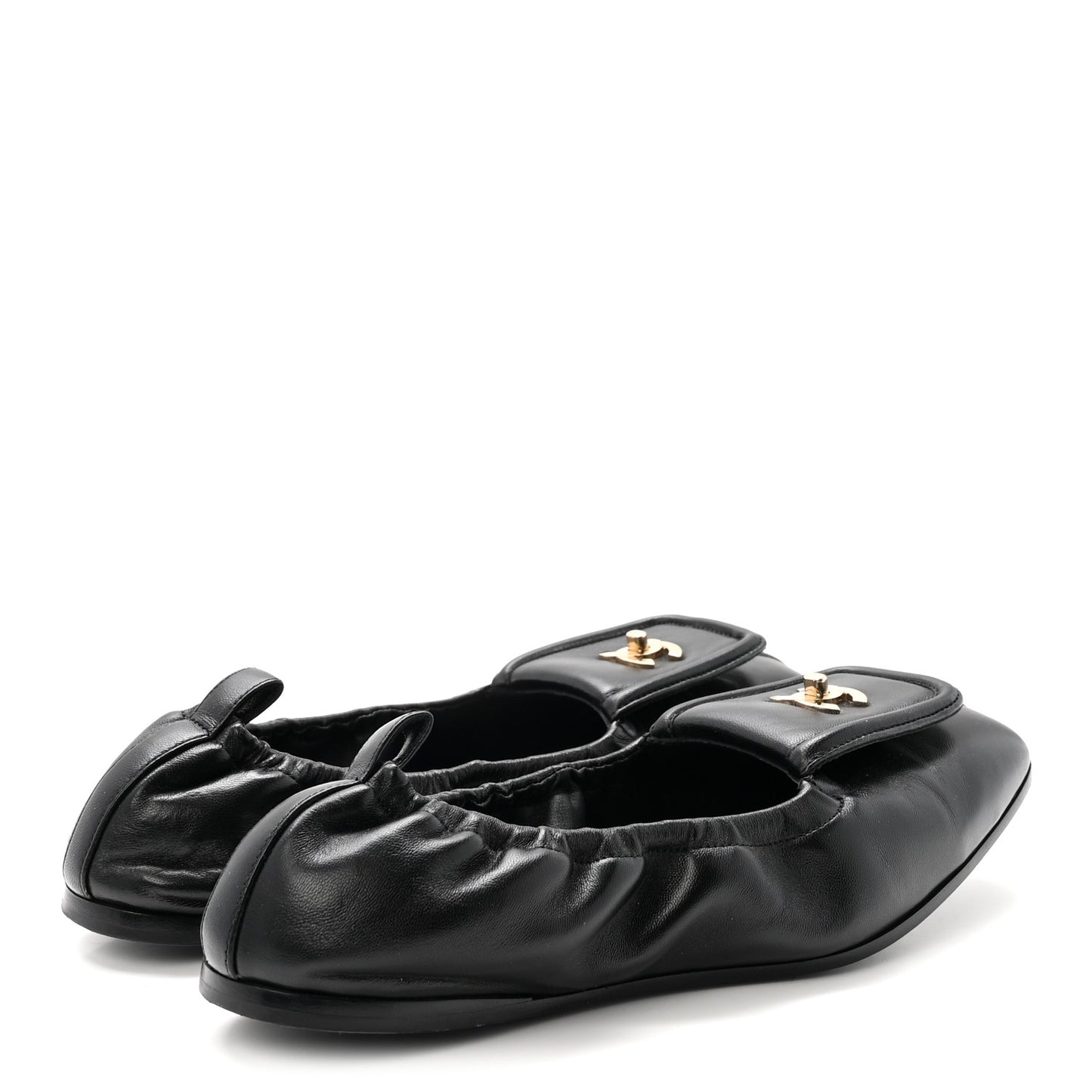 Lambskin CC Turnlock Ballerina Flats 37 Black
