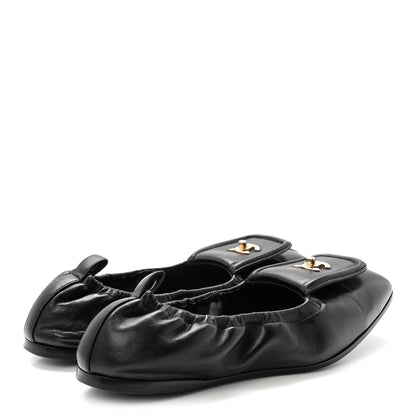 Chanel Lambskin CC Turnlock Ballerina Flats 37 Black 5 of 10