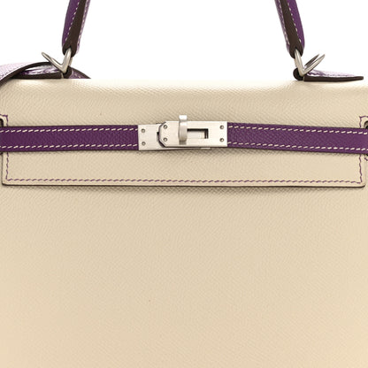 Hermes Epsom Bi-Color Horseshoe Kelly Sellier 25 Craie Anemone 8 of 14
