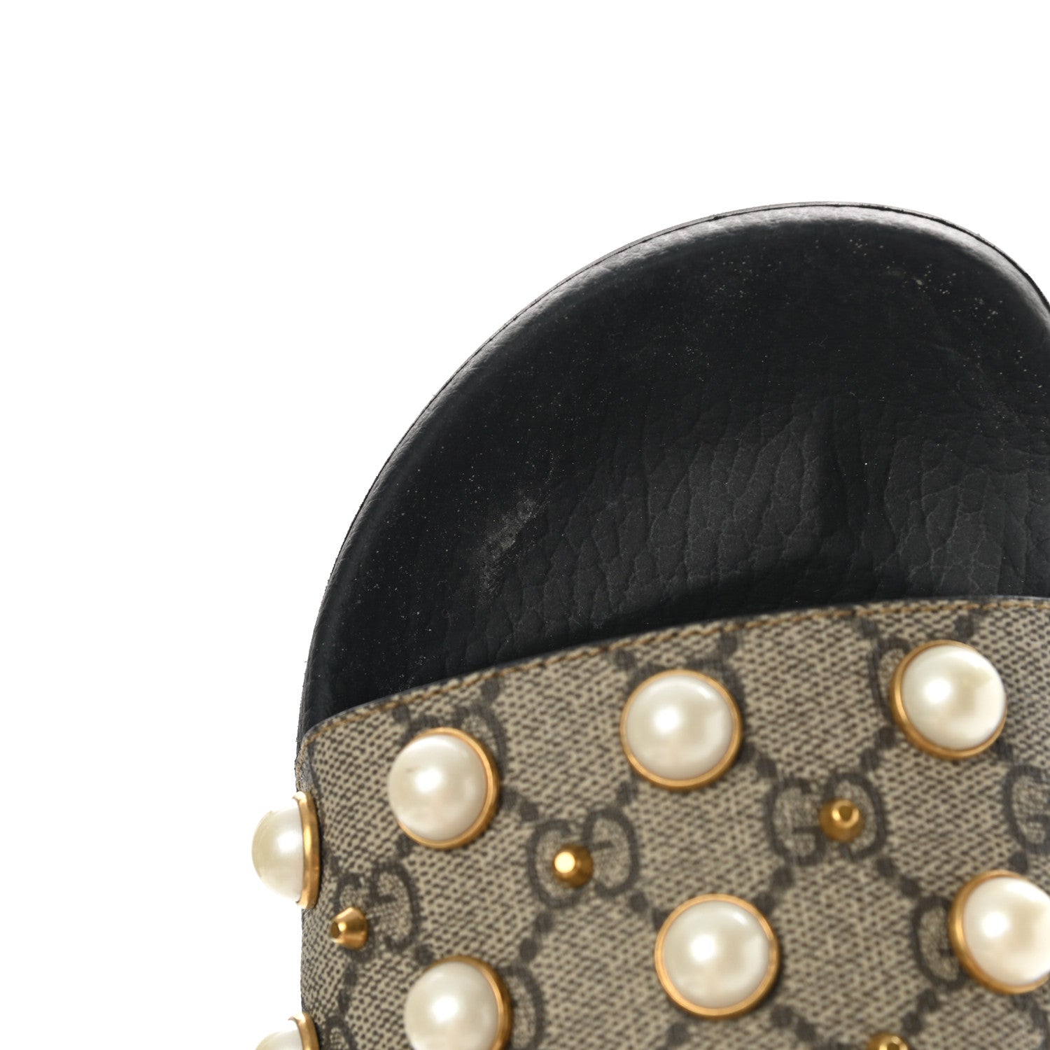 Gucci GG Supreme Monogram Pearls Slide Sandals 41 Beige 8 of 13