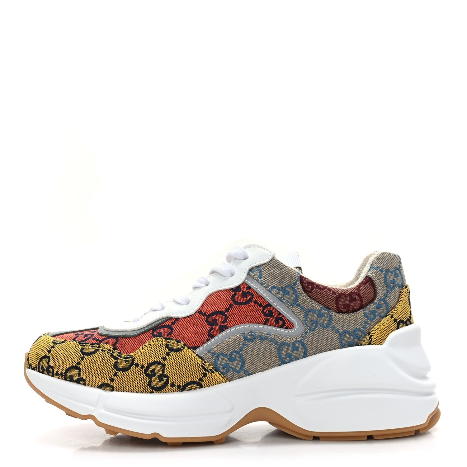 Gucci Monogram Multicolor Demetra Womens Rhyton Sneakers 36 Yellow Blue Great White Tabasco 1 of 8