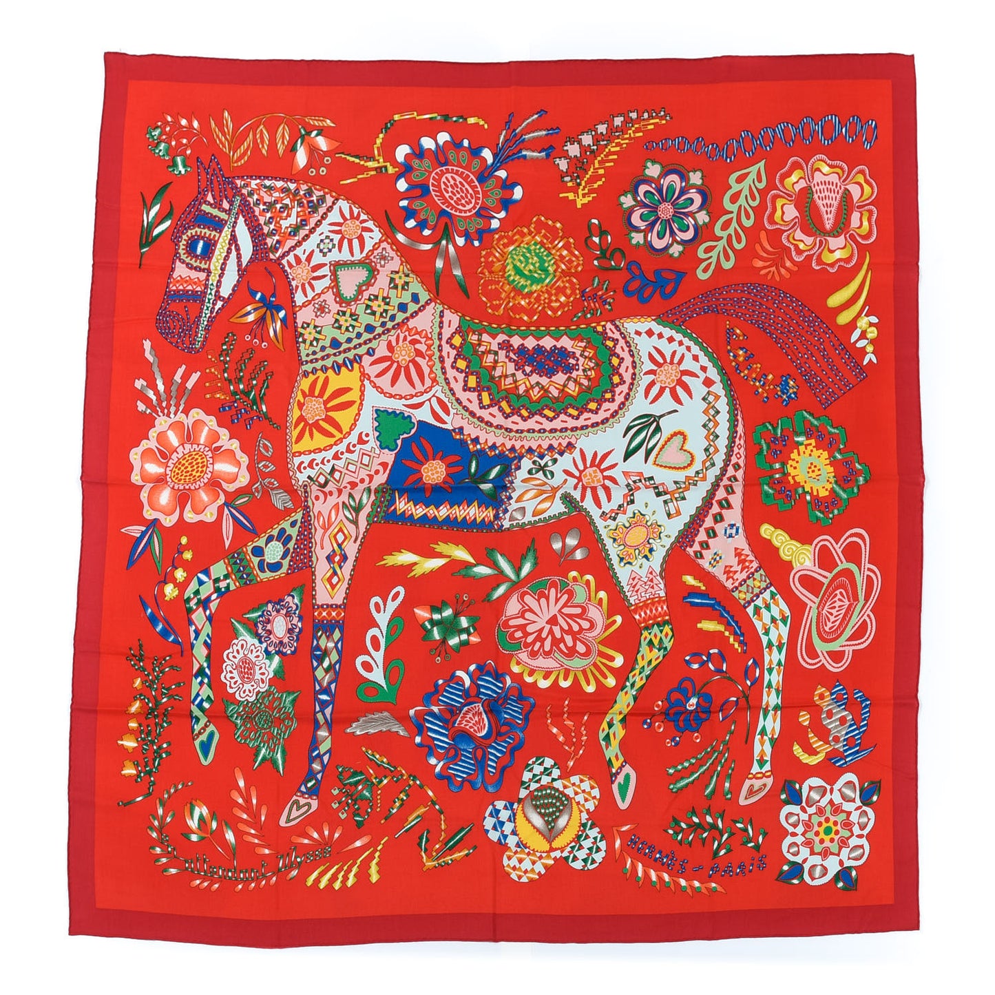 Cashmere Silk En Attendant Ulysse Shawl 140 Rouge Vert Multicolore