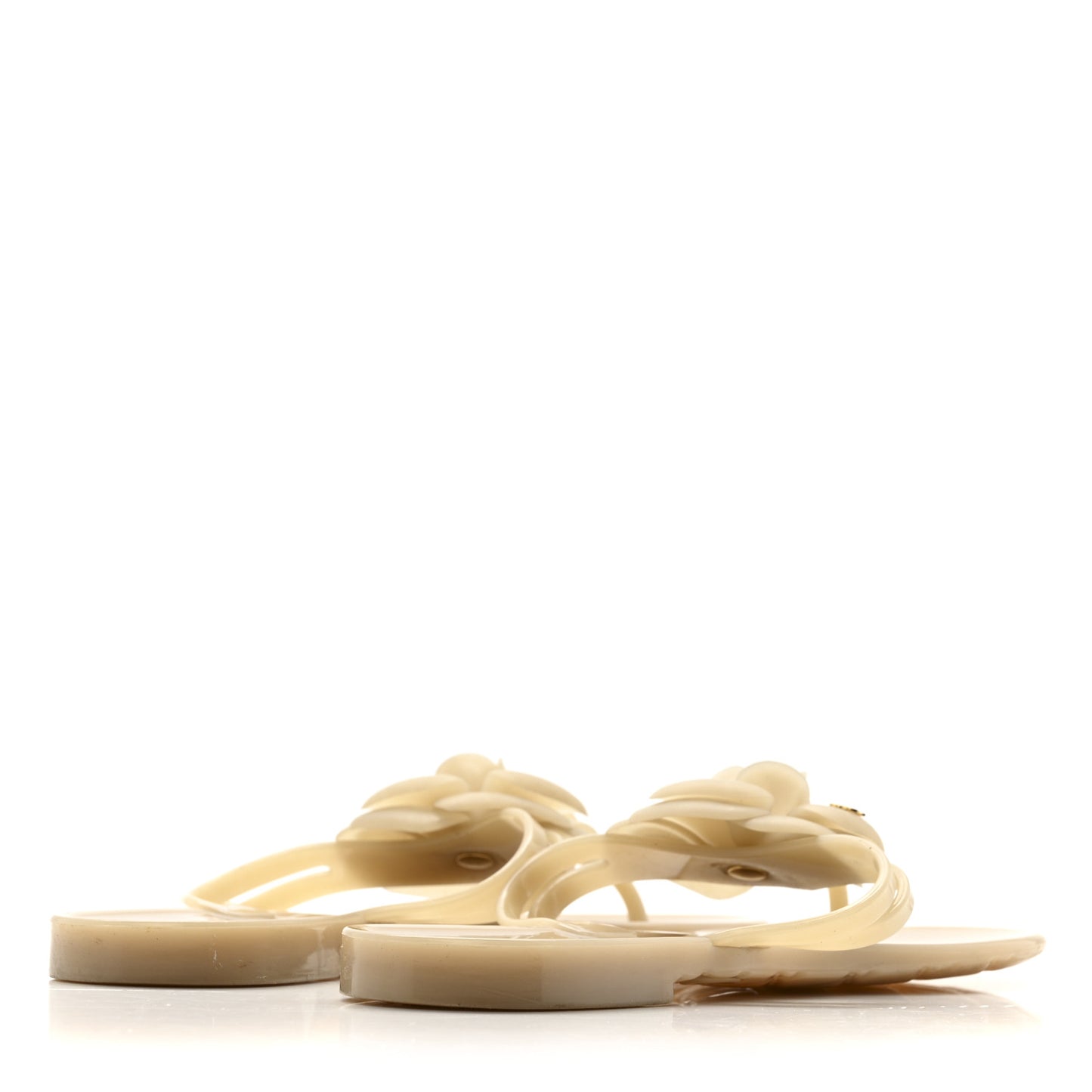 Jelly Camellia Thong Sandals 37 Beige