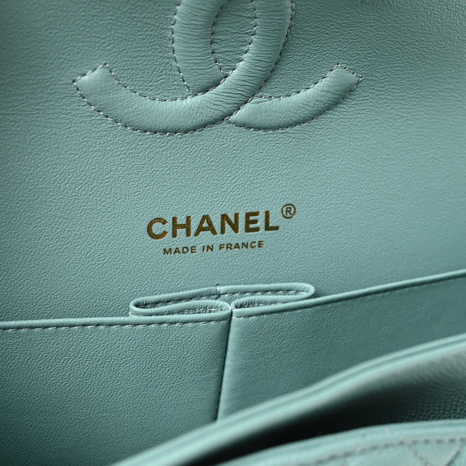 Chanel Caviar Quilted Medium Double Flap Light Blue 6 of 11