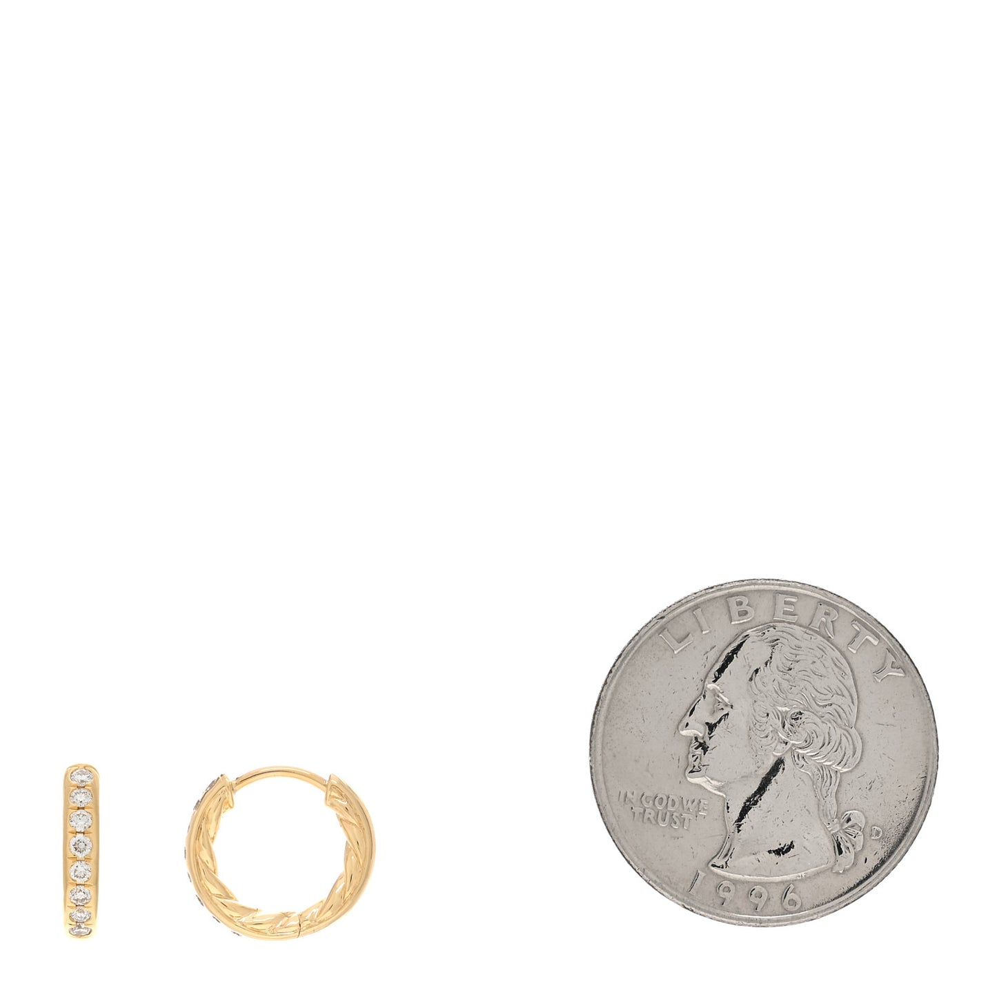 18K Yellow Gold Diamond Sculpted Cable Huggie Hoop Earrings