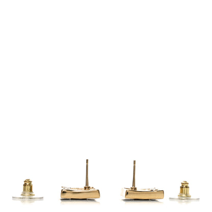 Chanel Metal Enamel CC Square Earrings Gold Black 3 of 5