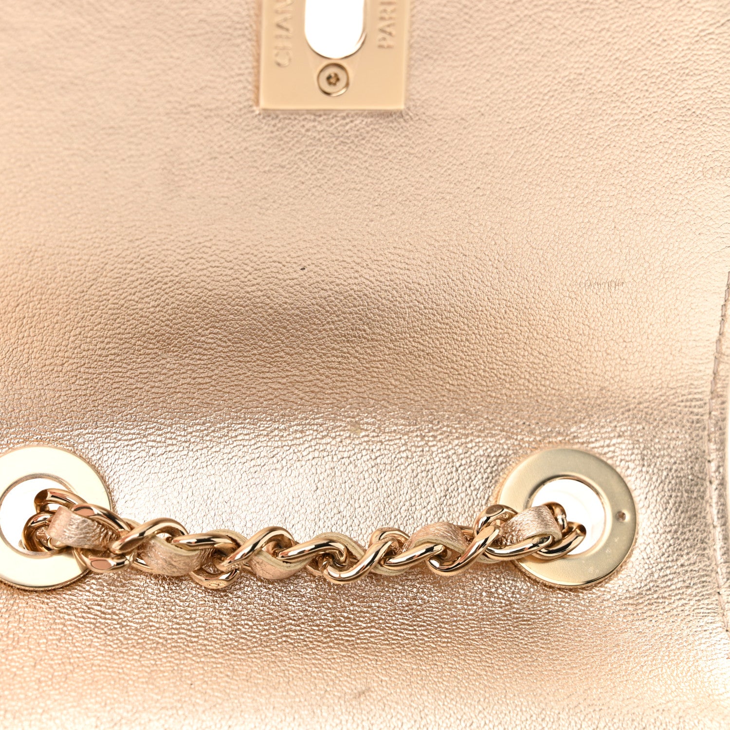 Chanel Metallic Lambskin Quilted Mini Trendy CC Clutch With Chain Gold 11 of 12