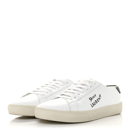 Saint Laurent Calfskin Embroidered Court Classic Sneakers 38.5 White Black 3 of 8