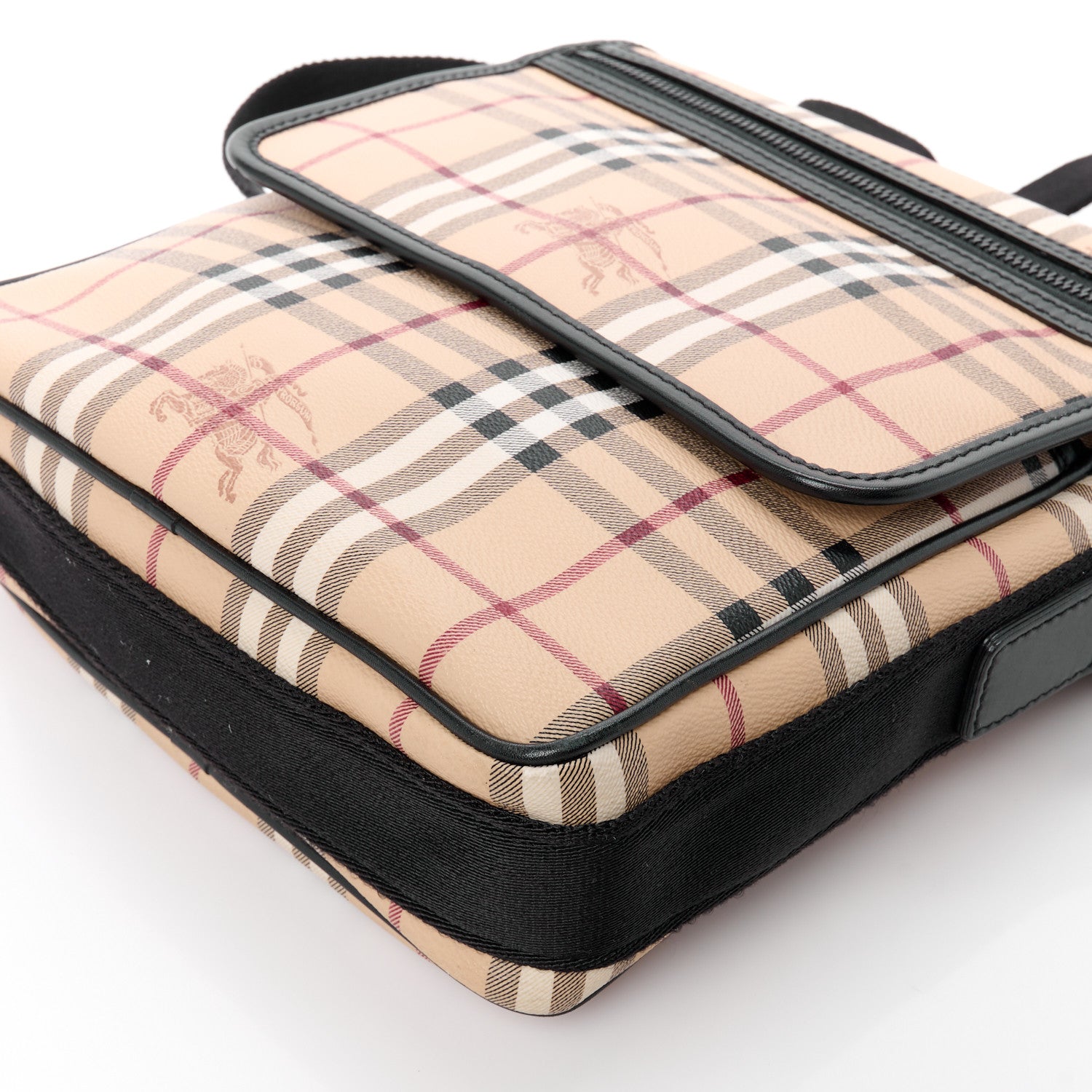 Burberry Haymarket Check Zip Messenger Bag Black 9 of 9