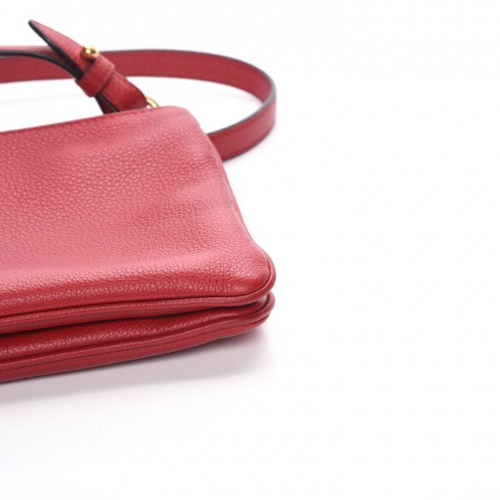 Vitello Phenix Double Zip Crossbody Bag Scarlatto
