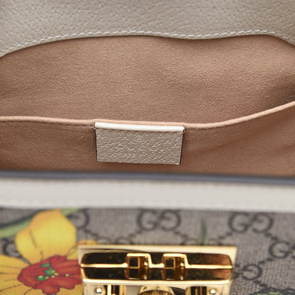 Gucci GG Supreme Monogram Flora Textured Calfskin Small Padlock Tote Beige Ebony Multicolor Mystic White 6 of 10