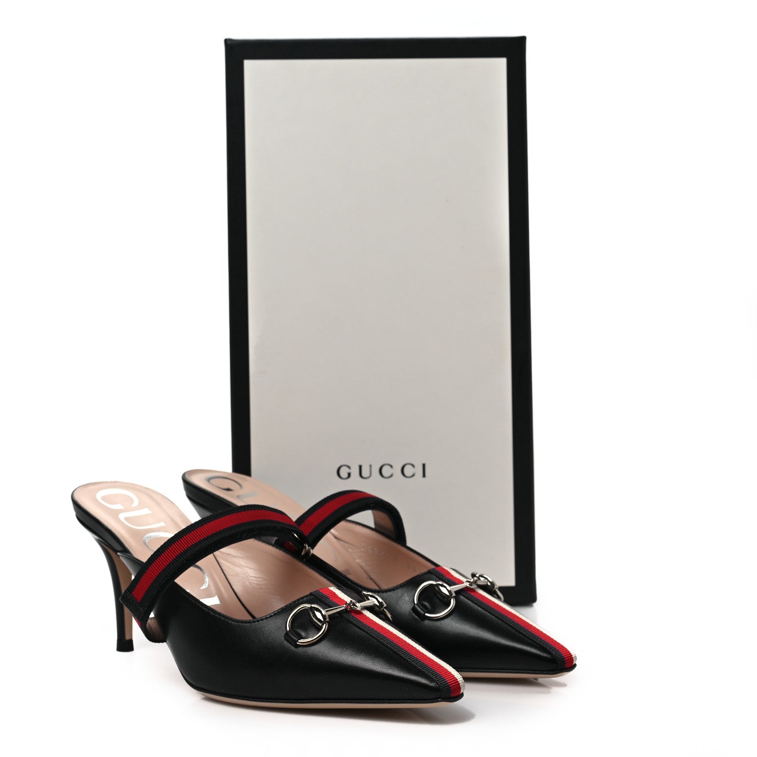 Gucci Malaga Kid Sylvie Web Cross Strap Mid-Heel Slides 36.5 Black 9 of 9