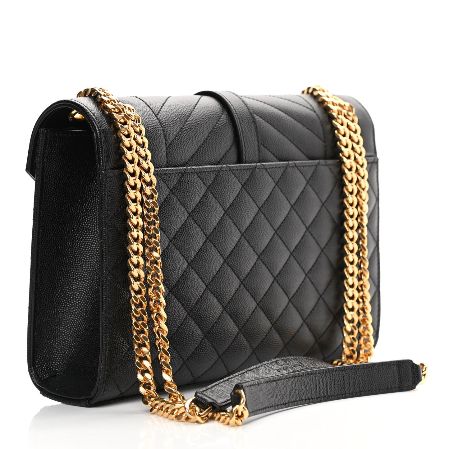 Grain De Poudre Textured Mixed Matelasse Triquilt Medium Monogram Satchel Black