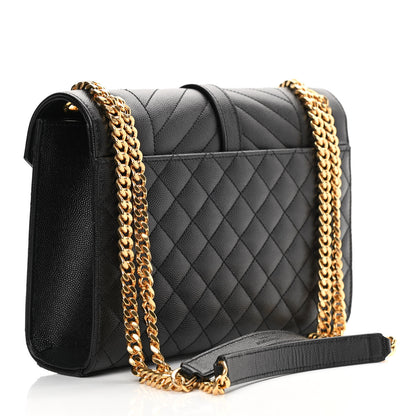 Saint Laurent Grain De Poudre Textured Mixed Matelasse Triquilt Medium Monogram Satchel Black 3 of 10