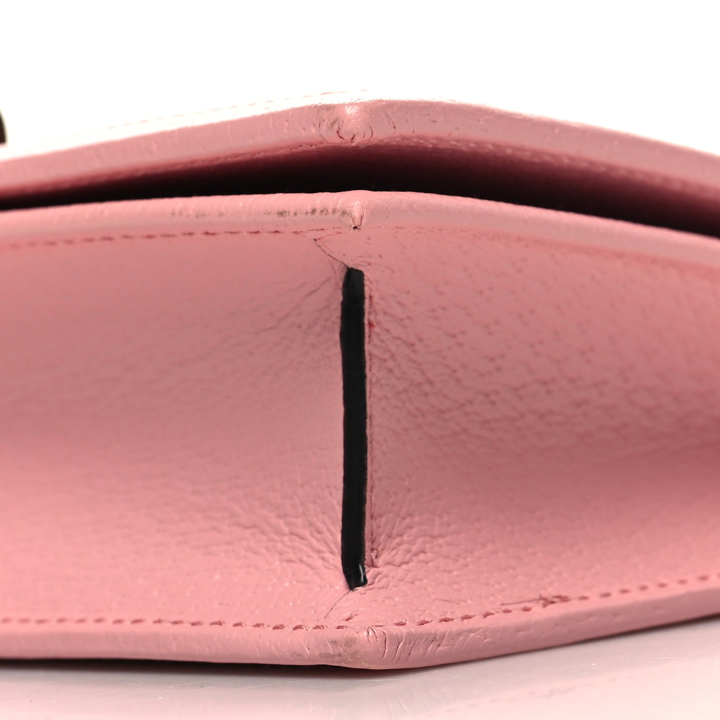Textured Dollar Calfskin Diana Chain Wallet Wild Rose