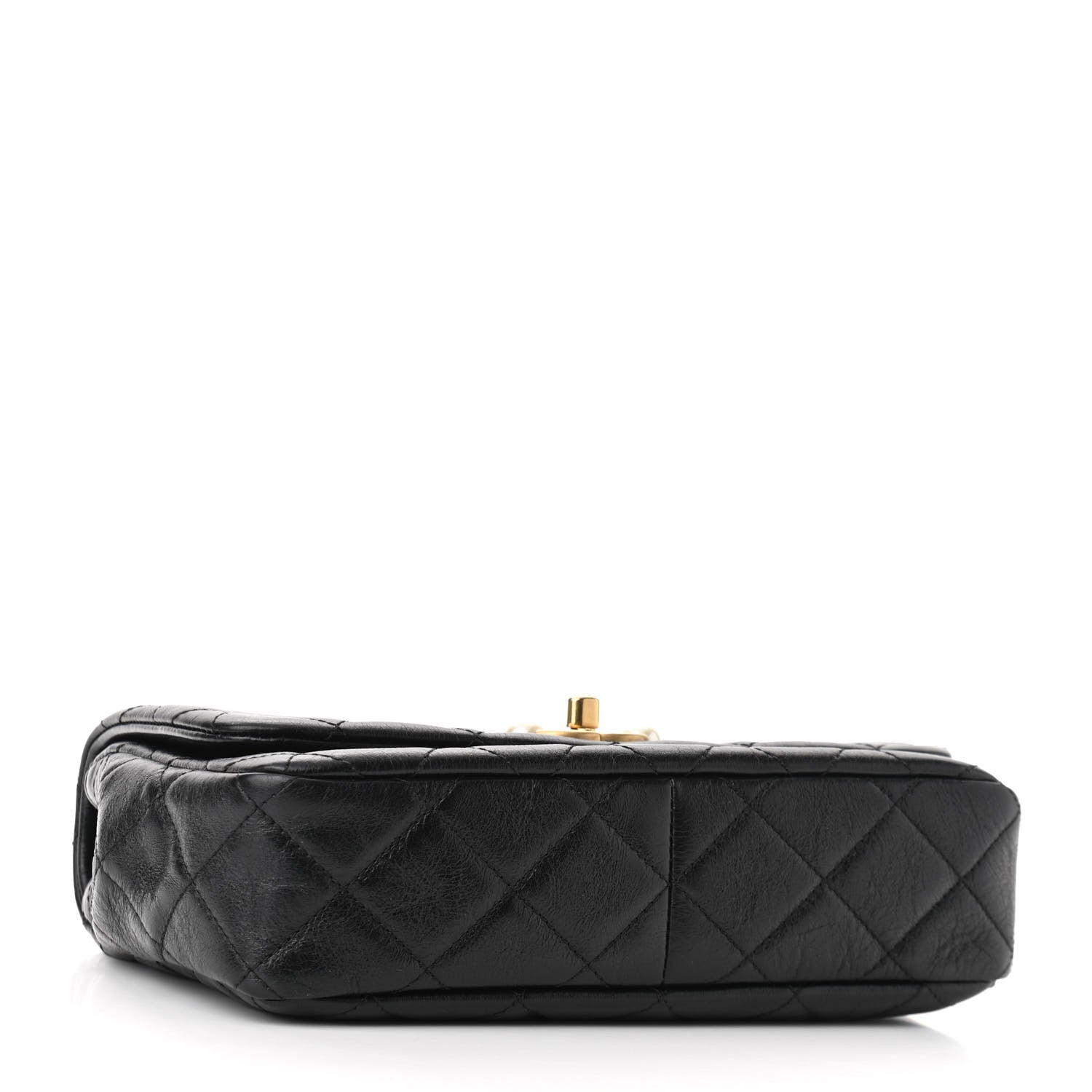 Chanel Glazed Calfskin Quilted Pearl Side Flap Black 4 of 10
