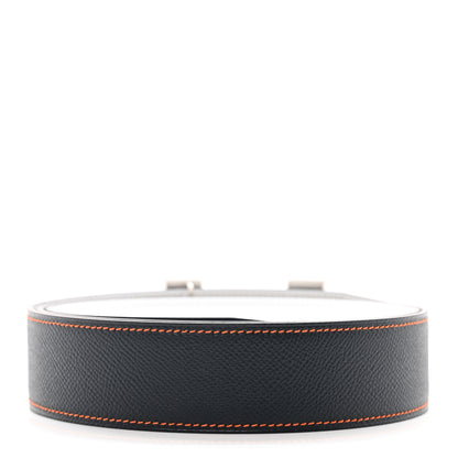 Hermes Epsom 38mm H Belt 110 Bleu Indigo White Orange 2 of 6