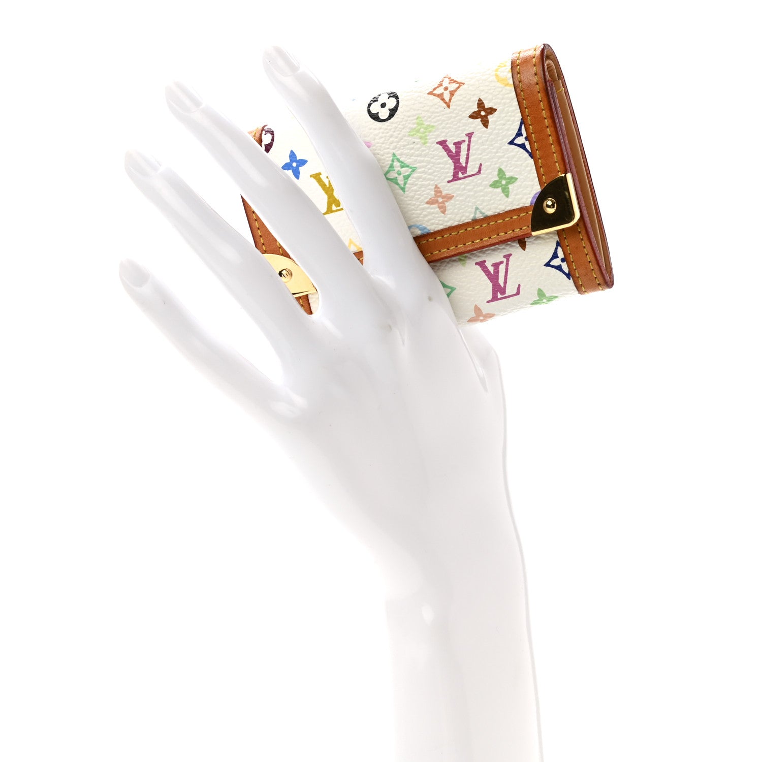 Louis Vuitton Monogram Multicolor Porte-Monnaie Plat Coin Purse White 2 of 6