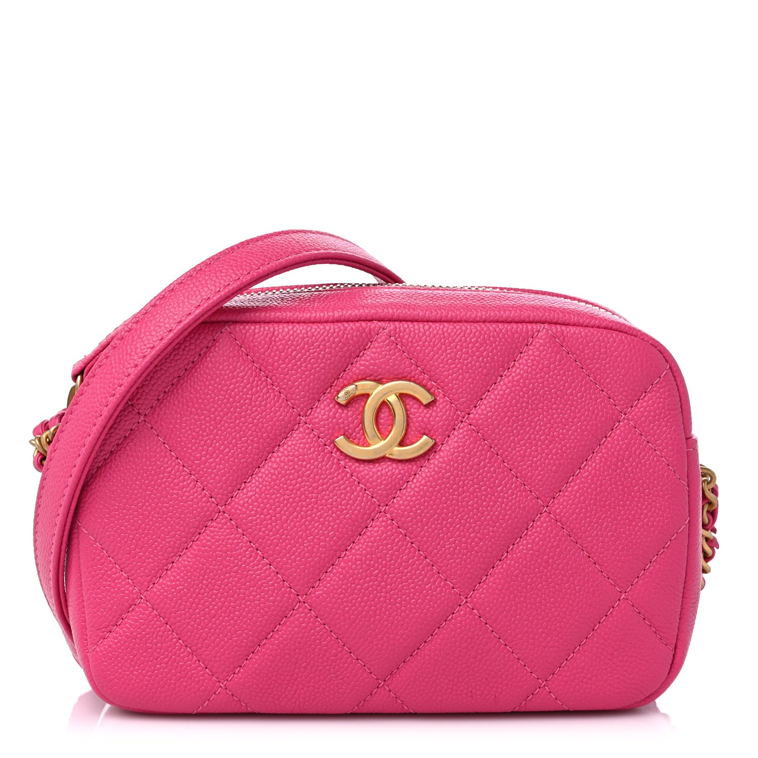 Chanel Shiny Caviar Quilted Chain Melody Camera Bag Fuchsia 1 of 10