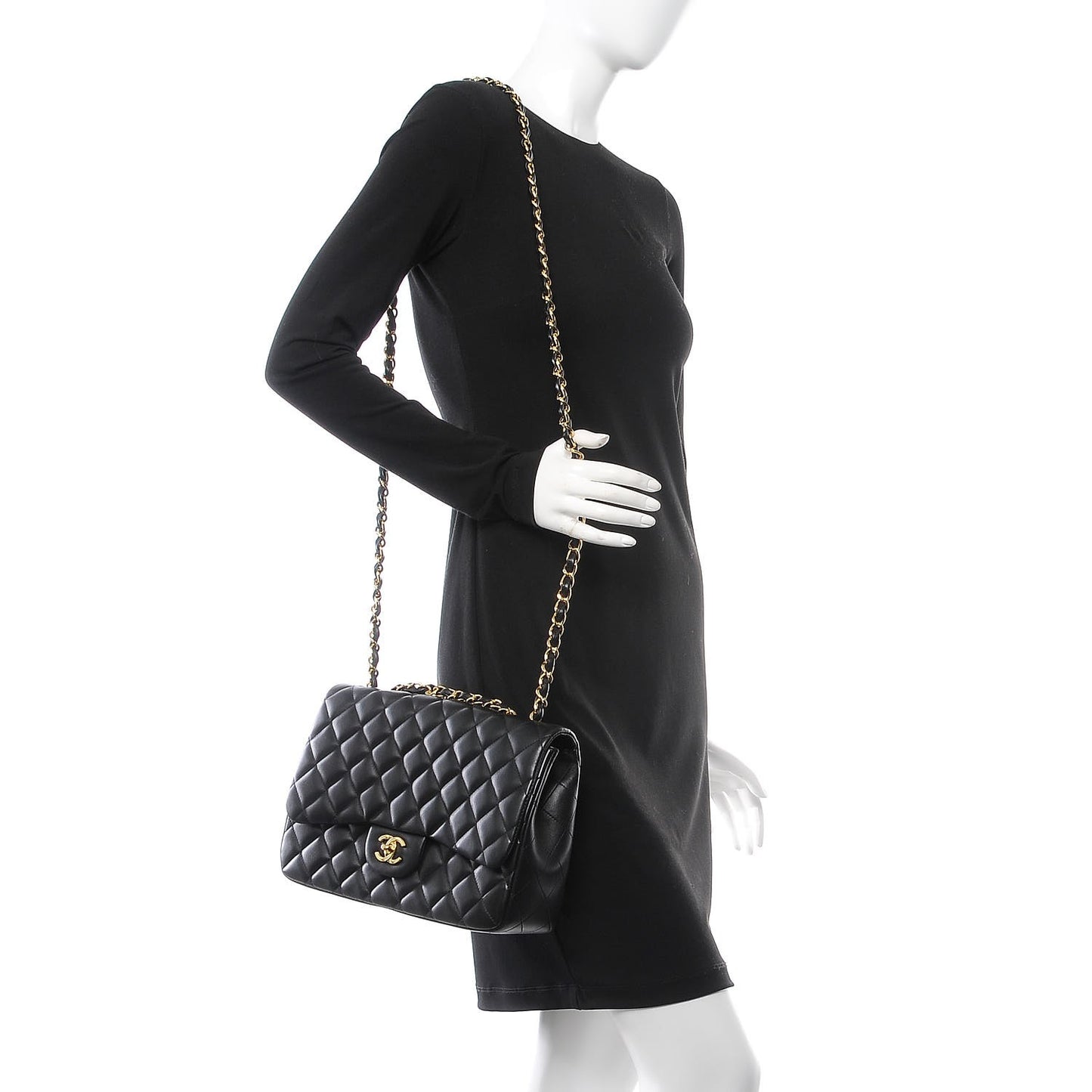 Lambskin Quilted Jumbo Single Flap Black